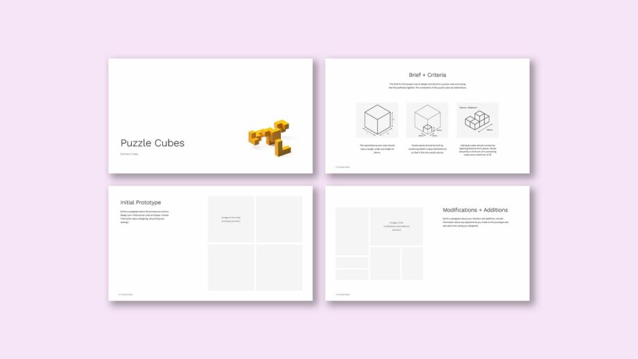 2 website screens showing the learning platform for PrintLab's puzzle cube project.