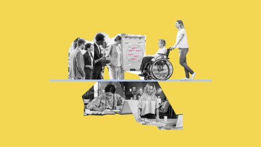 Group of young people brain storming and documenting their design process in an attempt to solve problems.