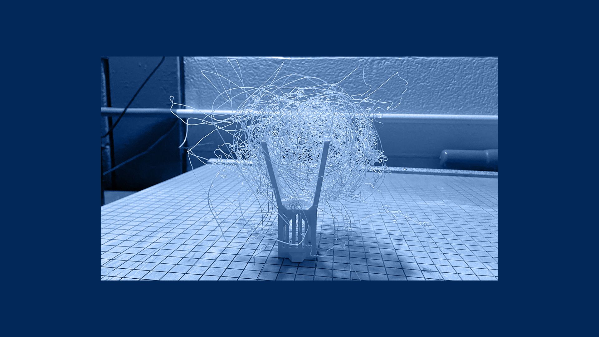 Failed "spaghetti looking" 3D print.